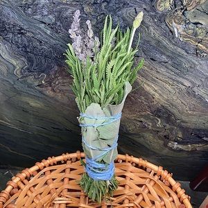 White Sage with Lavender Floral Bouquet Hand Crafted New